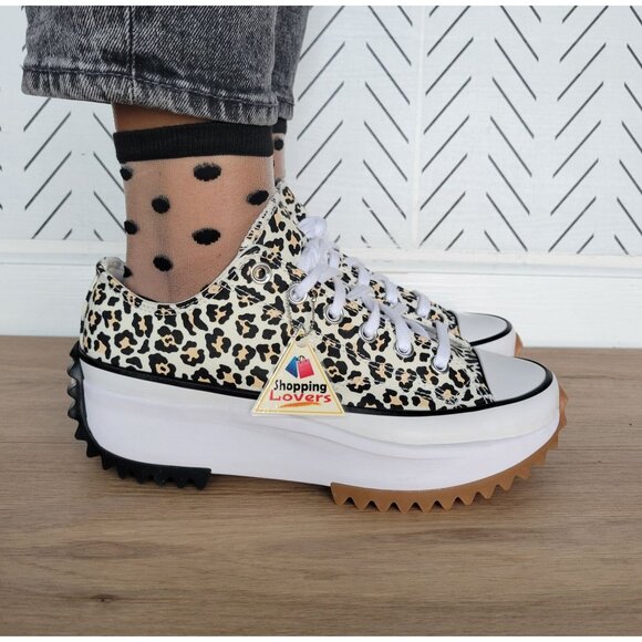 ❤️Converse Run Star Hike Platform Archive Leopard 6 Women's Shoes White A16286C - Picture 7 of 14